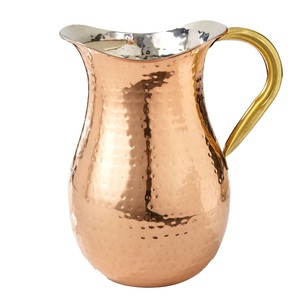 Carafe à eau en cuivre martelé antique avec poignée lisse, qualité supérieure pour les hôtels et les restaurants, vaisselle de table, carafe de service - Product Image 6