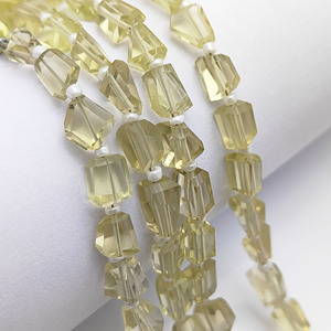 Natural Lemon Quartz Gemstone Faceted Nuggets Shape 5-12mm Beaded Strands - Product Image 2