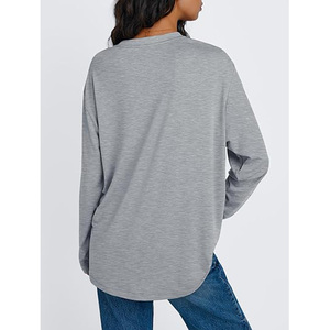 T-shirt long pour femme, grande taille, hauts de sport, t-shirts unis - Product Image 6