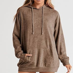 OEM Sweat à capuche surdimensionné pour femmes, lavé à l'acide, sweat-shirt d'hiver avec poche et cordon de serrage, vêtements de rue à capuche personnalisables à imprimé - Product Image 4