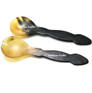 Ensemble de cuillères à salade en corne naturelle de style nordique, ustensiles de cuisine écologiques personnalisés, cadeaux fantaisie, vente en gros pour l'emménagement - Product Image 6