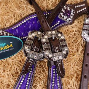 Turquoise <b>Tooled</b> Cactus Genuine Leather Horse Tack Set Includes Headstall Breast Plate Saddles Seasonal Western Horse Full Set - Product Image 6