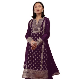 ชุดปากีสถานผ้าจอร์เจตต์ปักลาย Heavy Fox สำหรับผู้หญิง ขายส่ง - Product Image 2