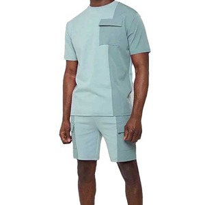 Ensemble de survêtement décontracté pour hommes, personnalisable, à séchage rapide, avec logo de designer personnalisé, vêtements d'été, manches courtes, short personnalisable - Product Image 1