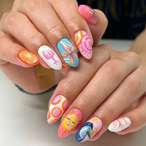 HYC-DZ-1977 <span class=keywords><strong>Uñas</strong></span> Postizas Tropicales Color Naranja Girasol, <span class=keywords><strong>Uñas</strong></span> Postizas Reutilizables de Verano, <span class=keywords><strong>Uñas</strong></span> Postizas Personalizadas al por Mayor - Product Image 1