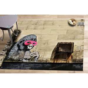 Gorilla Printed <b>Rug</b>, Thin Area <b>Rug</b>, <b>Abstract</b> Banksy Design, Man Cave Decor,Nonwoven Soft <b>Rug</b> - Product Image 3