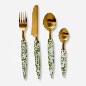 Bon or rose martelé ensemble de couverts en acier inoxydable ustensiles de cuisine cuillère à café fourchette mariage cuillère ensemble de l'Inde - Product Image 6