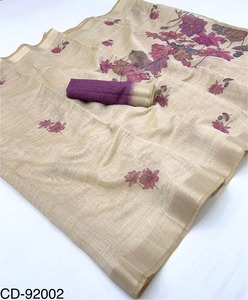 Sari de algodón Chanderi ligero con estampado floral elegante digital para todas las ocasiones - Product Image 4