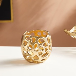 Oval Shape Golden Brass Candle Holder Golden Wedding Decoration Holder Beading <b>Lantern</b> Set at Cheapest Price in India Christmas - Product Image 1