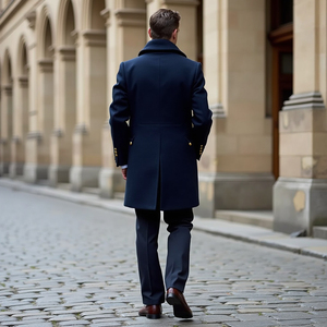 เสื้อโค้ทผ้าทวีตของผู้ชายอินเทรนด์เสื้อโค้ทตัวยาวเสื้อโค้ทแฟชั่นลำลองสีบริสุทธิ์สำหรับผู้ชายเสื้อโค้ทฤดูหนาว - Product Image 3