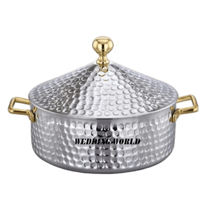 Olla caliente martillada de acero inoxidable, cazuela hecha a mano de calidad Superior, calentador de alimentos decorativo clásico y elegante al por mayor - Product Image 1