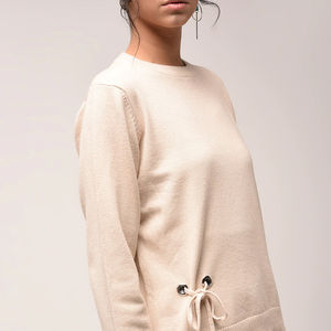 Sudaderas de cuello redondo personalizadas OEM/ODM para mujer, con diseño a medida, tela 100% algodón, mangas largas, ropa informal elegante. - Product Image 2