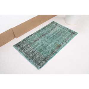 Tapis turc vintage patchwork 1,7x2,9 pi (52x89 cm) en laine persane verte avec envers en latex, tapis écologique pour la maison - Product Image 4