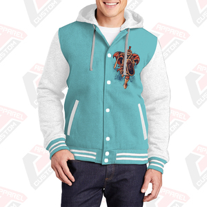 Men's Stylish Warm Eco-Friendly Varsity Jacket Hood 100% Cotton Fleece Beaded Embroidered Digital Printed Stonewashed Customized - Product Image 6