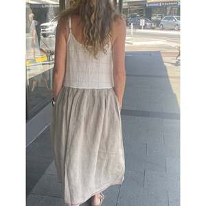 AGNEYA Elegent Floor-Length Slip Dress Ivory/Taupe Breathable Natural Waistline Custom Logo ODM Supply XS Size for Day Club - Product Image 2
