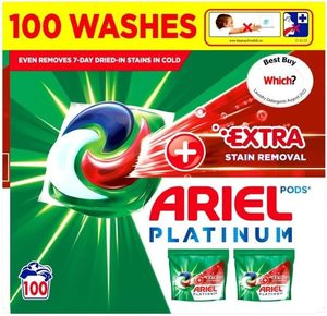 Ariel Platinum Solid Washing Pods 100 Lavados 2320G + Poder de eliminación de manchas extra - Product Image 3