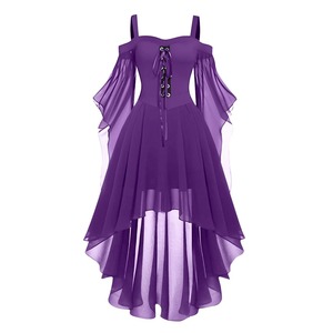 2025 nuevo vestido gótico elegante de bruja de Halloween para mujer, vestido gótico con hombros descubiertos, manga de mariposa, falda de Hada de talla grande, largo informal - Product Image 4