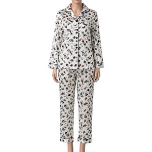 Pyjama pour femmes en satin imprimé, séchage rapide, tissu doux et léger, finition lisse, respirant, vêtements de nuit pour femmes, ensembles de vêtements de nuit - Product Image 3
