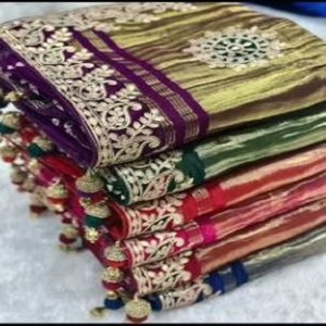 Sari Bordado de Seda Pura de Alta Demanda, Estilo Tradicional Indio, Última Colección, Sari Bordado de Seda Pura - Product Image 4
