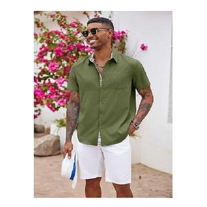 High Quality <b>Men's</b> Cotton Short Sleeve <b>Shirt</b> Solid Color Best Selling Pulse Size Factory Price Single Piece Package New Arrival - Product Image 2