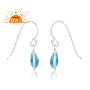 Boucles d'oreilles pendantes en argent sterling fin Turquoise, fabricant de bijoux personnalisés, dernière tendance - Product Image 3
