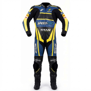 Combinaison de course premium Zuzuki pour homme, 1 pièce, en cuir de vache véritable/cuir de kangourou, style MotoCP, combinaison de course sur circuit, niveau de protection 2 - Product Image 1