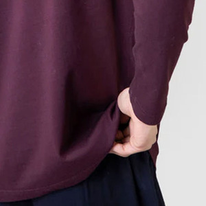 T-shirt pour homme en coton 100% en gros, poids lourd 280GSM, manches longues, col rond, tissu jersey uni, t-shirt vierge - Product Image 5
