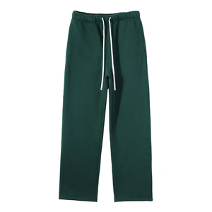 Pantalon de survêtement personnalisé pour homme, taille haute, coupe droite et large, style décontracté, ample et oversize, en molleton bouclette, coupe évasée, effet délavé - Product Image 1