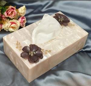 Elegant <b>Floral</b> Resin Tissue <b>Box</b> Simply Designed Dining Tableware Accessory for Present Giving - Product Image 1