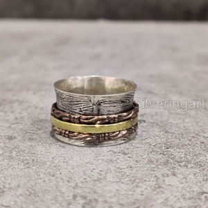Infinity Spinner Band Bohème Bague En Argent Sterling 925 Anneau De Pouce Pour Femmes Bijoux Faits À La Main Noël Anxiété Hommes Spinner Anneau - Product Image 1