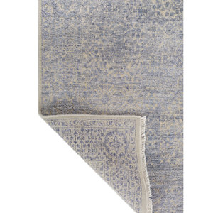 Tapis en laine et viscose noué à la main, motif médaillon, gris aurore et noir, pour usage domestique - SKWV-120 - Product Image 5