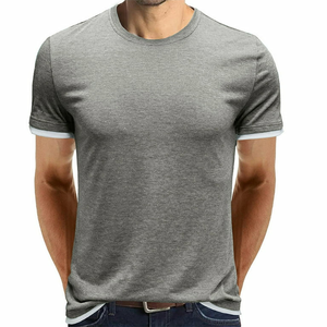 Venta al por mayor para hombre personalizado cuerpo ajustado gimnasio camisetas de secado rápido Activewear deportes O cuello contraste Trim camisetas transpirables - Product Image 5