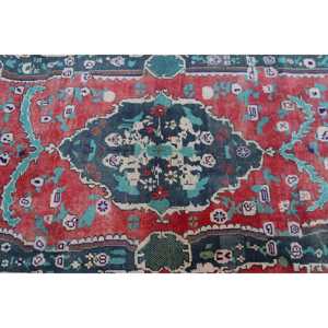 พรมวินเทจขนาด 3.1x6 ฟุต, พรมตกแต่งสไตล์ตุรกี, พรมสีแดงล้วน - Product Image 4