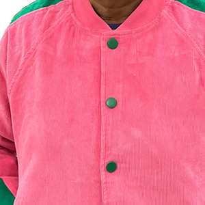 Veste bomber réversible en laine rose et verte, vente en gros OEM, streetwear décontracté, imperméable, coupe-vent, respirante, printemps, devant - Product Image 6