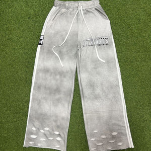 Fabricante de pantalones lavados sucios streetwear Jogger Acid Wash hombre holgado francés Terry algodón sol desteñido rhinestone pantalones de chándal - Product Image 1