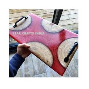 Diseño artesanal de resina azul pavo real en madera de acacia tabla de cortar para servir usos para fiestas de Bodas de Navidad hoteles - Product Image 2