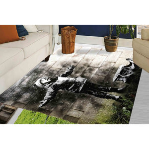 Snowfall Banksy Printed <b>Rug</b>, Modern Art Nursery Front Door <b>Rug</b>,<b>Chenille</b> <b>Rug</b> - Product Image 4