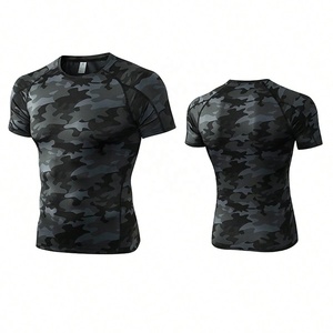 T-shirt de sport de compression pour homme, design personnalisé, 100 % polyester tricoté, respirant, coupe classique, unisexe, logo positionné à l'avant - Product Image 1