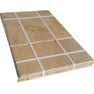 Baldosas de Travertino Nogal con Borde Cincelado 20x20cm, Duraderas para Exteriores, Jardín, Camino de Entrada, Fabricadas en Turquía, para Hotel y Villa - Product Image 1