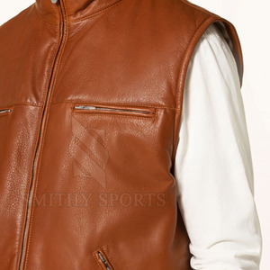 2024 hombres precio de fábrica hombres Chaleco de cuero nueva moda personalizar hombres Chaleco de cuero para venta en línea - Product Image 5