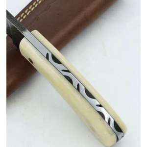 Cuchillo de caza para desollar con mango de madera, hoja de punta caída y filo recto, ideal para cumpleaños, hecho de acero de Damasco, OEM disponible - Product Image 3