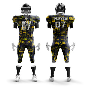 Ensemble d'uniformes de football américain pour adultes personnalisés sublimés, respirants, manches courtes, imprimés par transfert thermique, 100% polyester, séchage rapide - Product Image 3