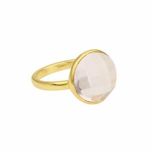 Top vente 925 argent fait à la main bijoux fins bague 12mm cristal naturel clair Quartz pierre précieuse facettes damier coupe lunette or Rose - Product Image 2