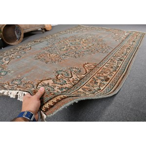 Alfombra de lana turca Vintage azul naranja clásica 5,9X9,4 pies tejido plano Patchwork látex para decoraciones para sala de estar pasillos - Product Image 5