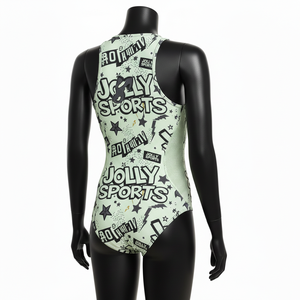 Traje de baño de una pieza para mujer, nailon y elastano elástico, color mostaza, con paneles de bolsillo utilitarios y logotipo personalizado para traje de baño. - Product Image 5