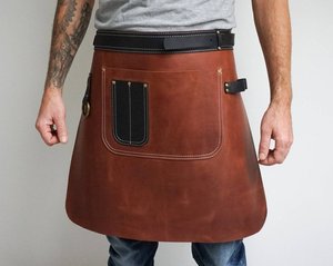 High Quality Custom Logo Printed Genuine <b>Leather</b> Bib Handmade Heat Resistance Kitchen Tool Bottle Waist for Salon Barbeque Work - Product Image 6