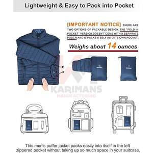 Vente en gros Veste matelassée homme personnalisée Manteau d'hiver léger résistant à l'eau Voyage ski Extérieur Veste matelassée Poches zippées - Product Image 6