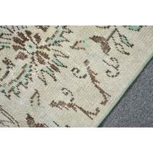 Alfombra de 3.8x7.8 pies, Alfombra Turca Vintage, Alfombra Marroquí Marrón y Azul - Product Image 5