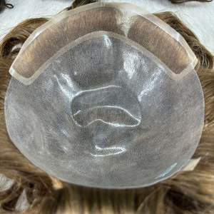 Perruque à dentelle bio pour hommes, avec système de remplacement de cheveux européen Remy, toupet droit, base en PU - Product Image 3