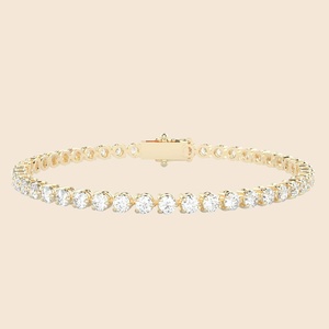 Pulsera de diamantes Endless Tri Tennis con diamantes redondos cultivados en laboratorio de 1.9 quilates F+-VS en oro macizo de 14K, regalo de aniversario de bodas - Product Image 1